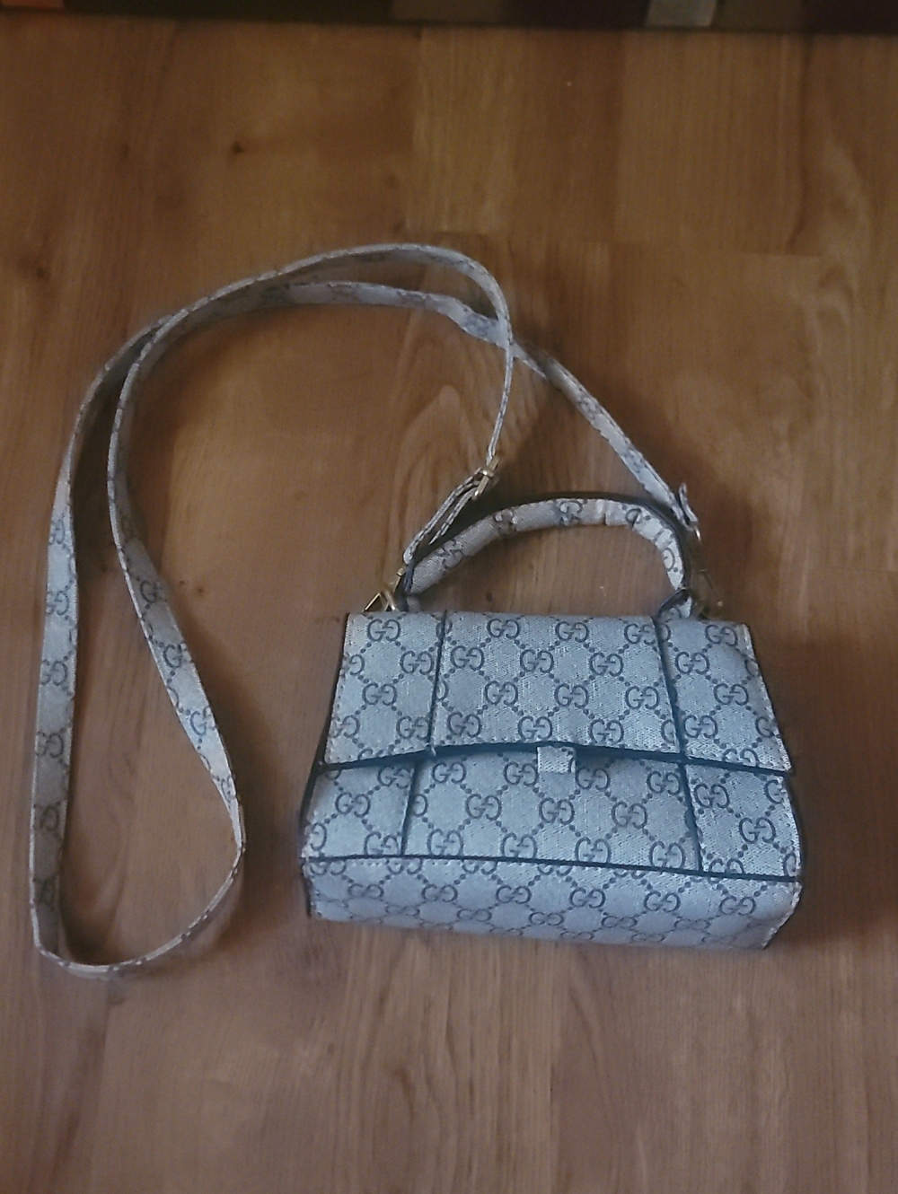 Beige Monogram Top-Handle Crossbody Bag